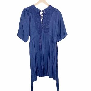 Pink lily navy dress peasant style